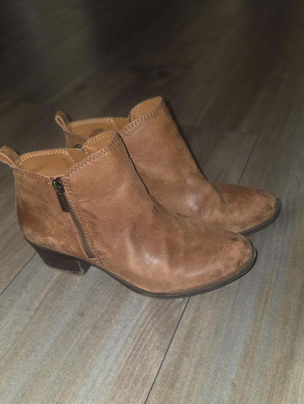 Lucky Brand Classic Brown Leather Ankle Booties - Women 7